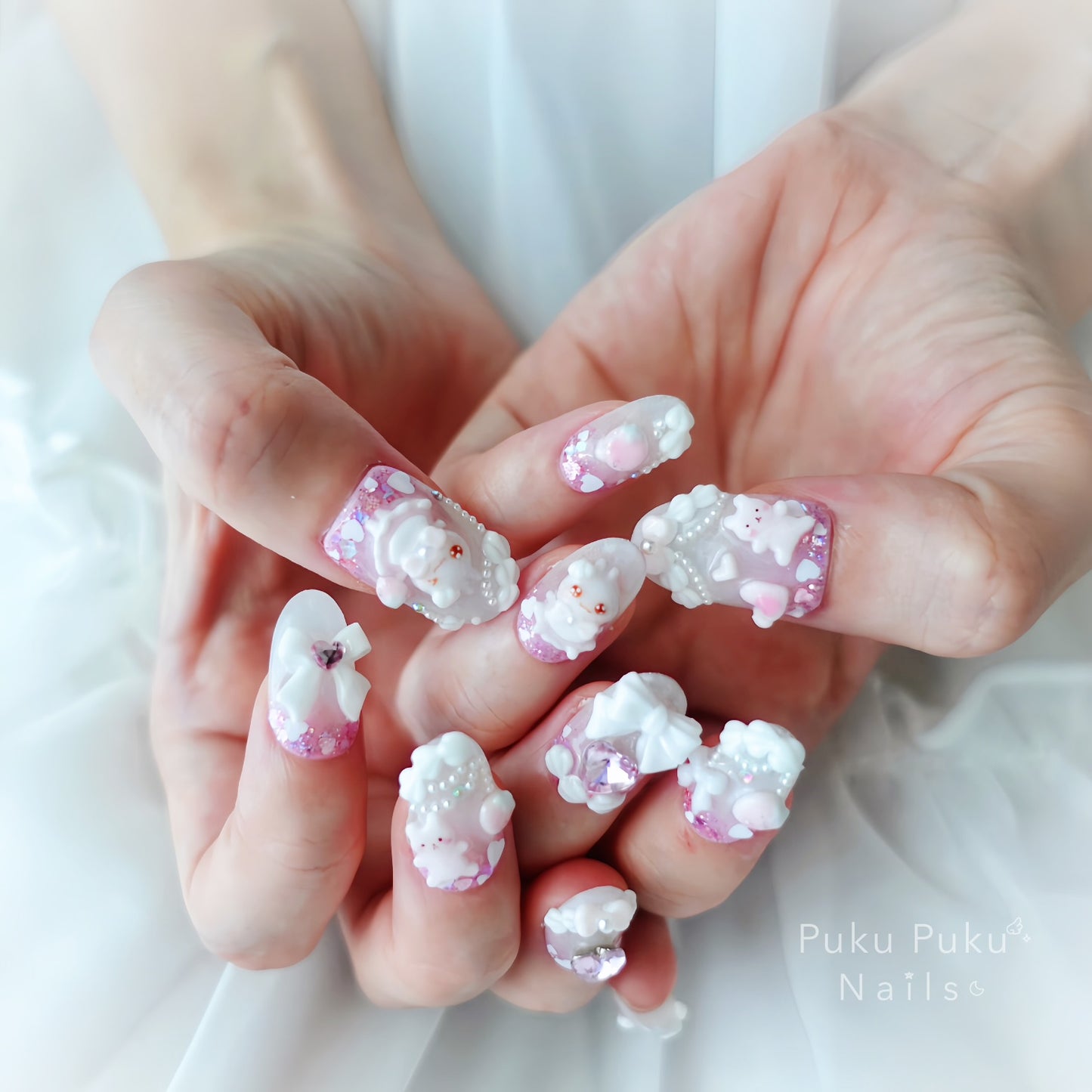 Milky Strawberry Nails