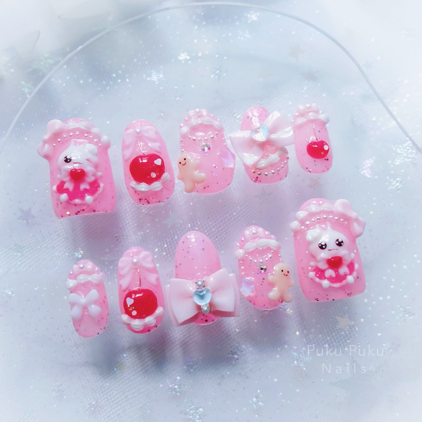 Kawaii Christmas Cake Nails