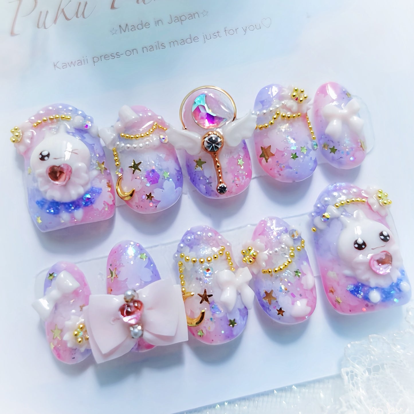 Sakura Moonlight Princess Nails🌸🌙 ໒꒱ ‧₊˚｡