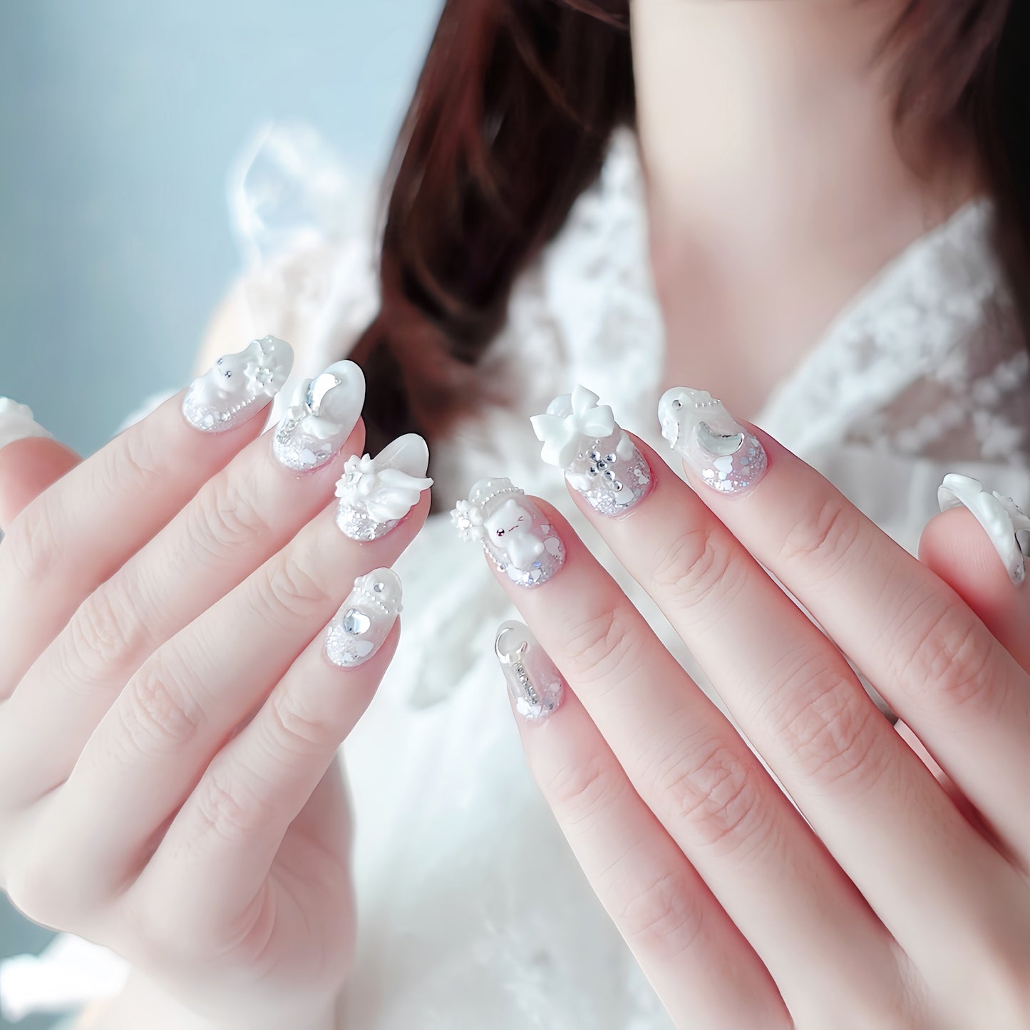 Angel Twinkle Veil Nails