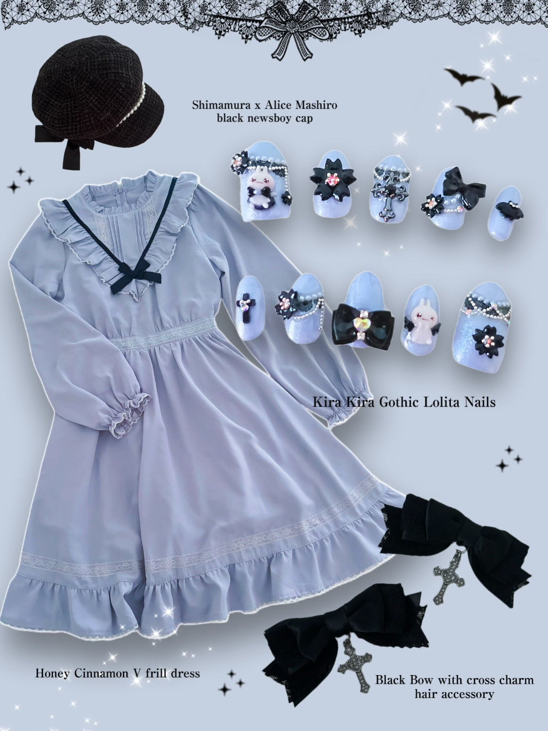 Kira Kira Gothic Lolita Nails