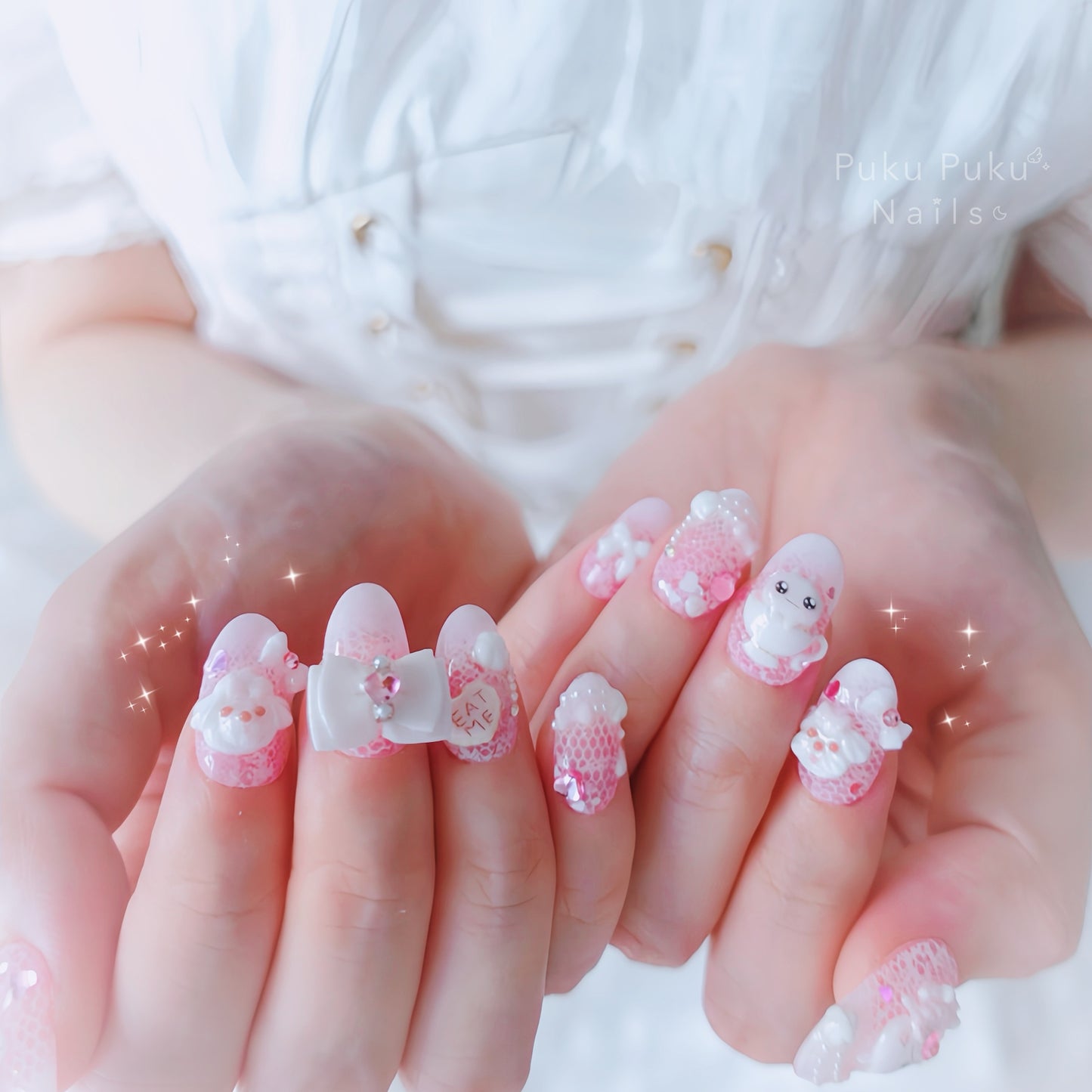 Meringue Puppy Tea Party Nails🐶🫖