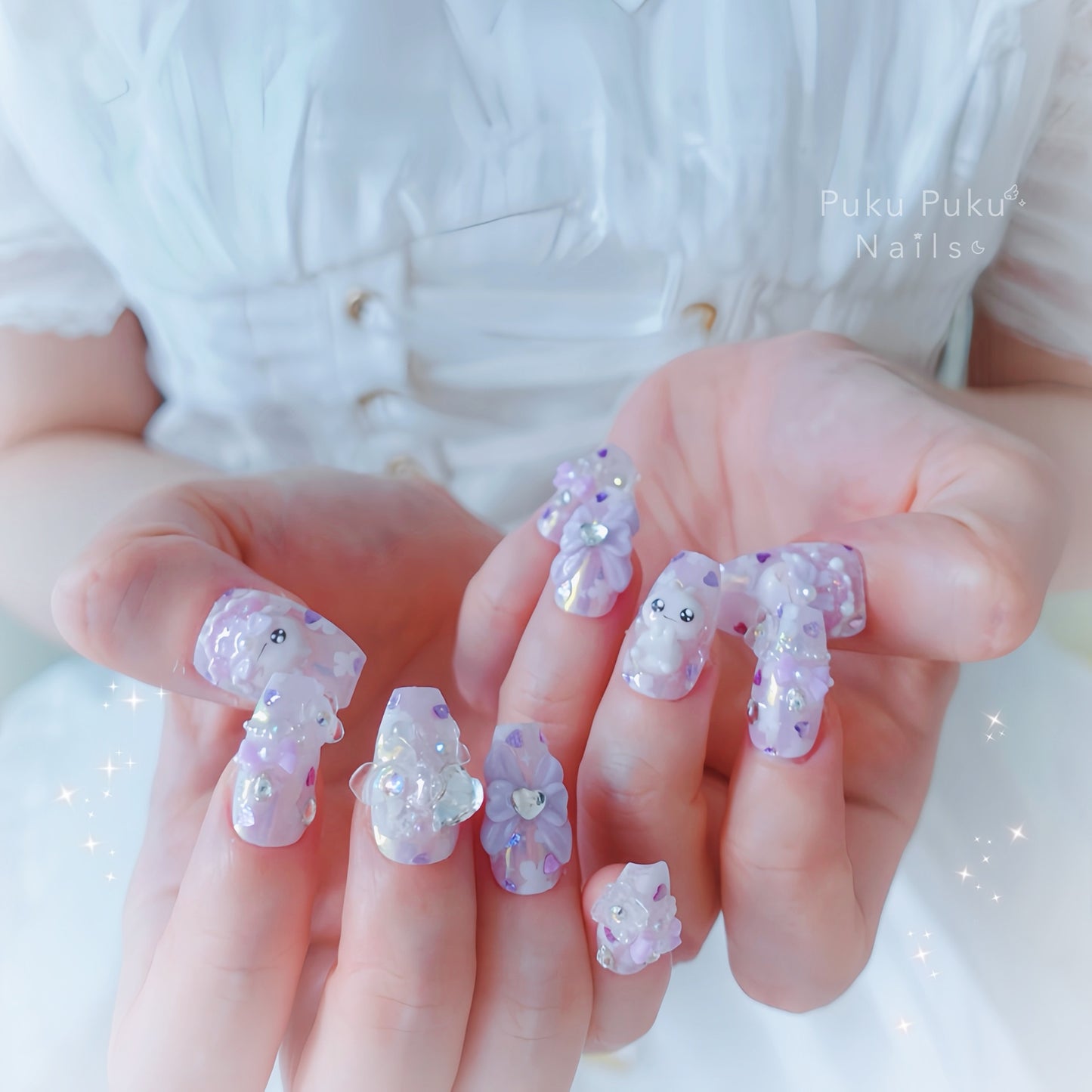 Hydrangea Jewel Shower Nails
