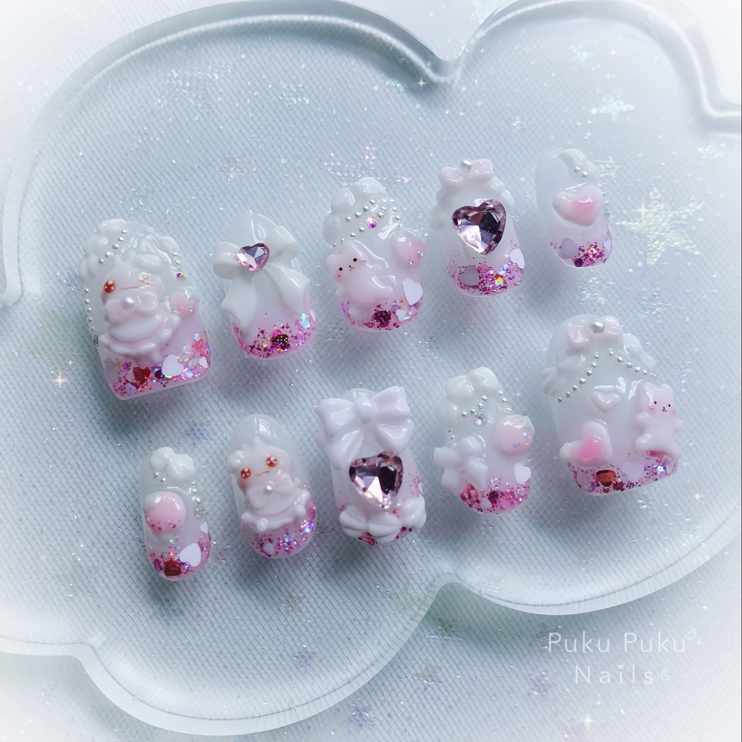 Milky Strawberry Nails