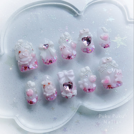Milky Strawberry Nails