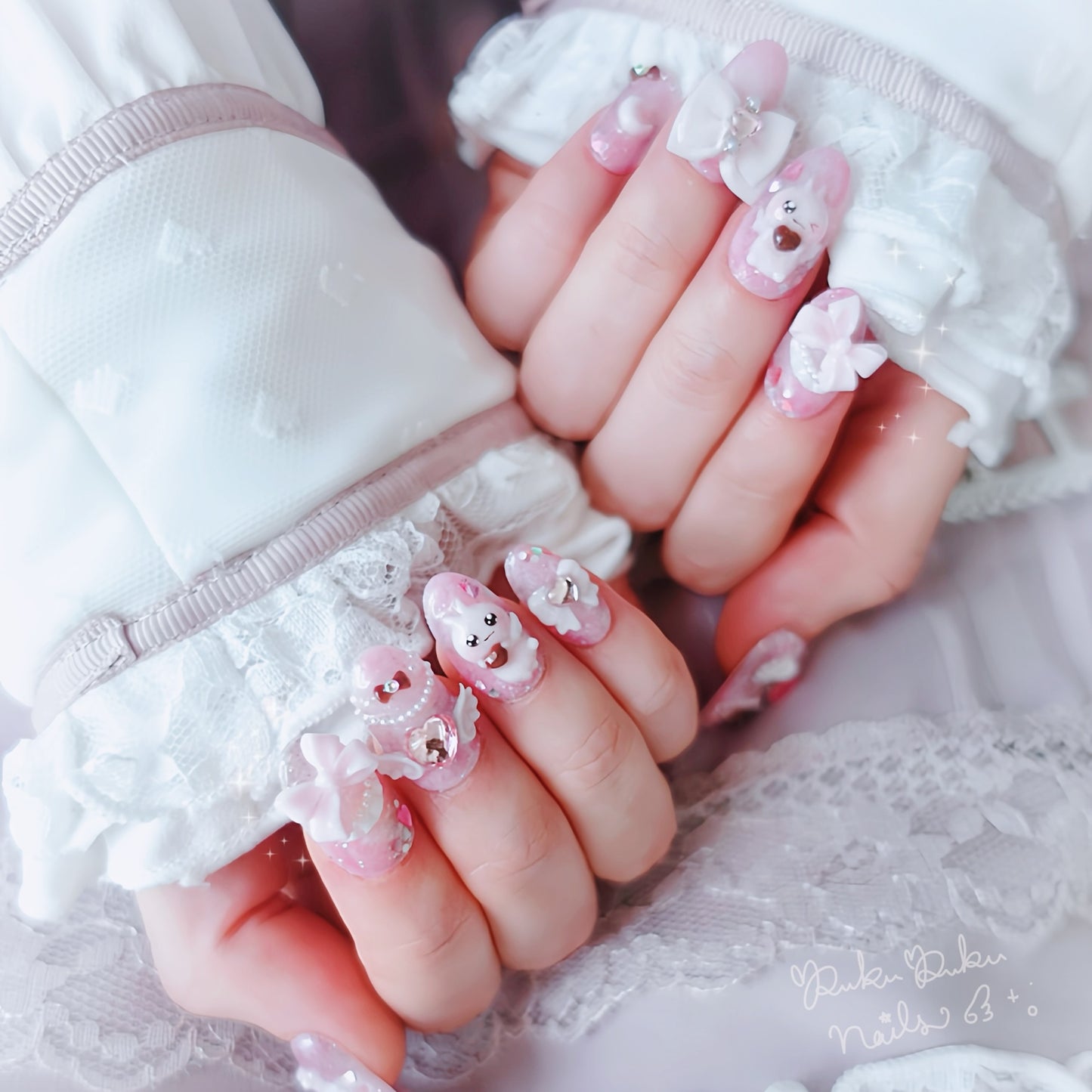 Strawberry Chocolate Marble Nails