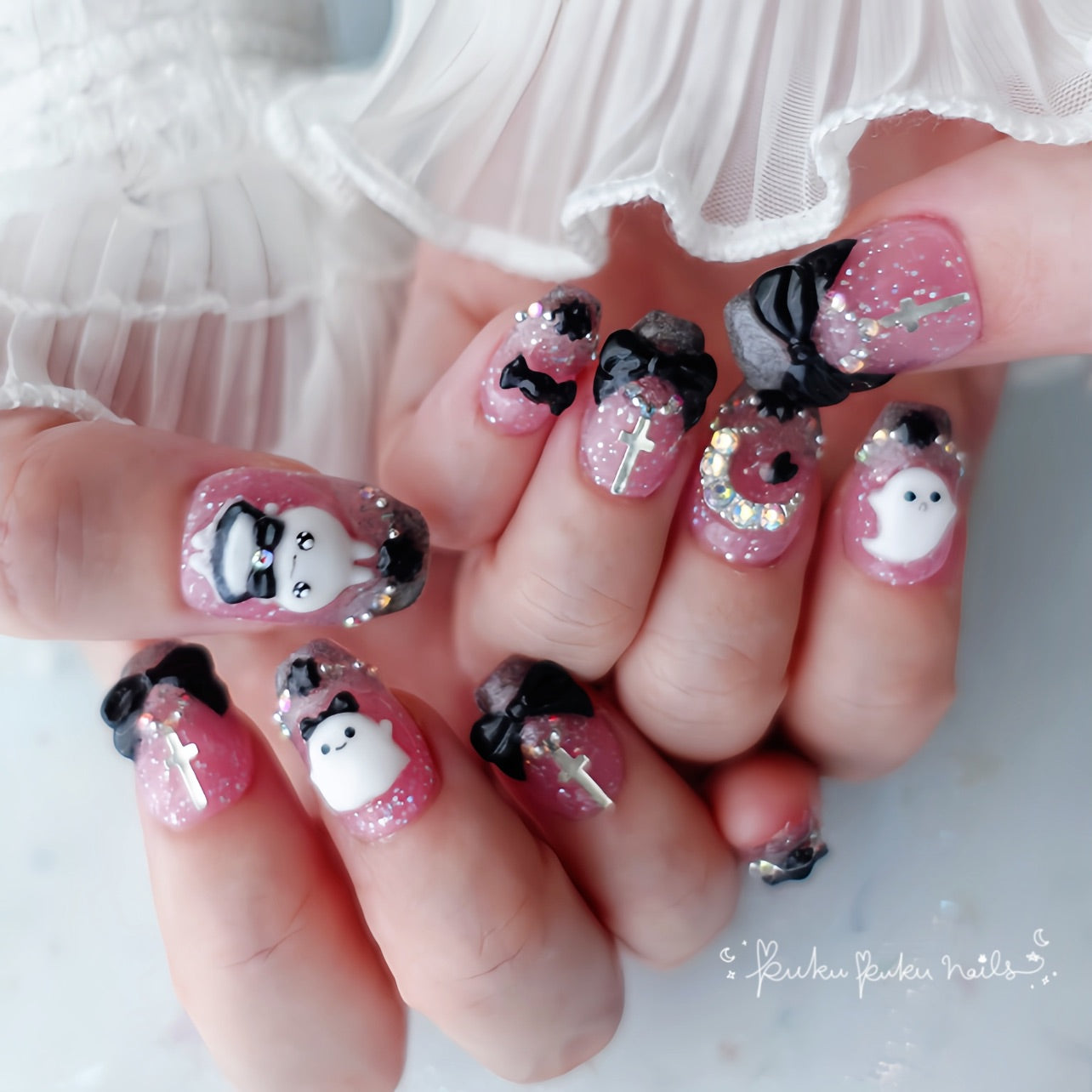 Halloween Limited Design ☆Goth Lolita Ghost Nails