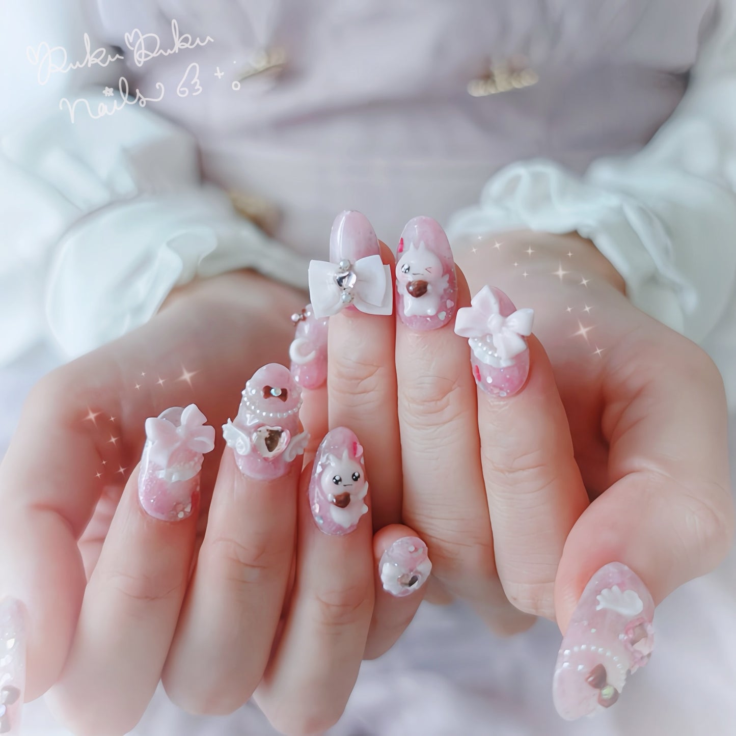 Strawberry Chocolate Marble Nails