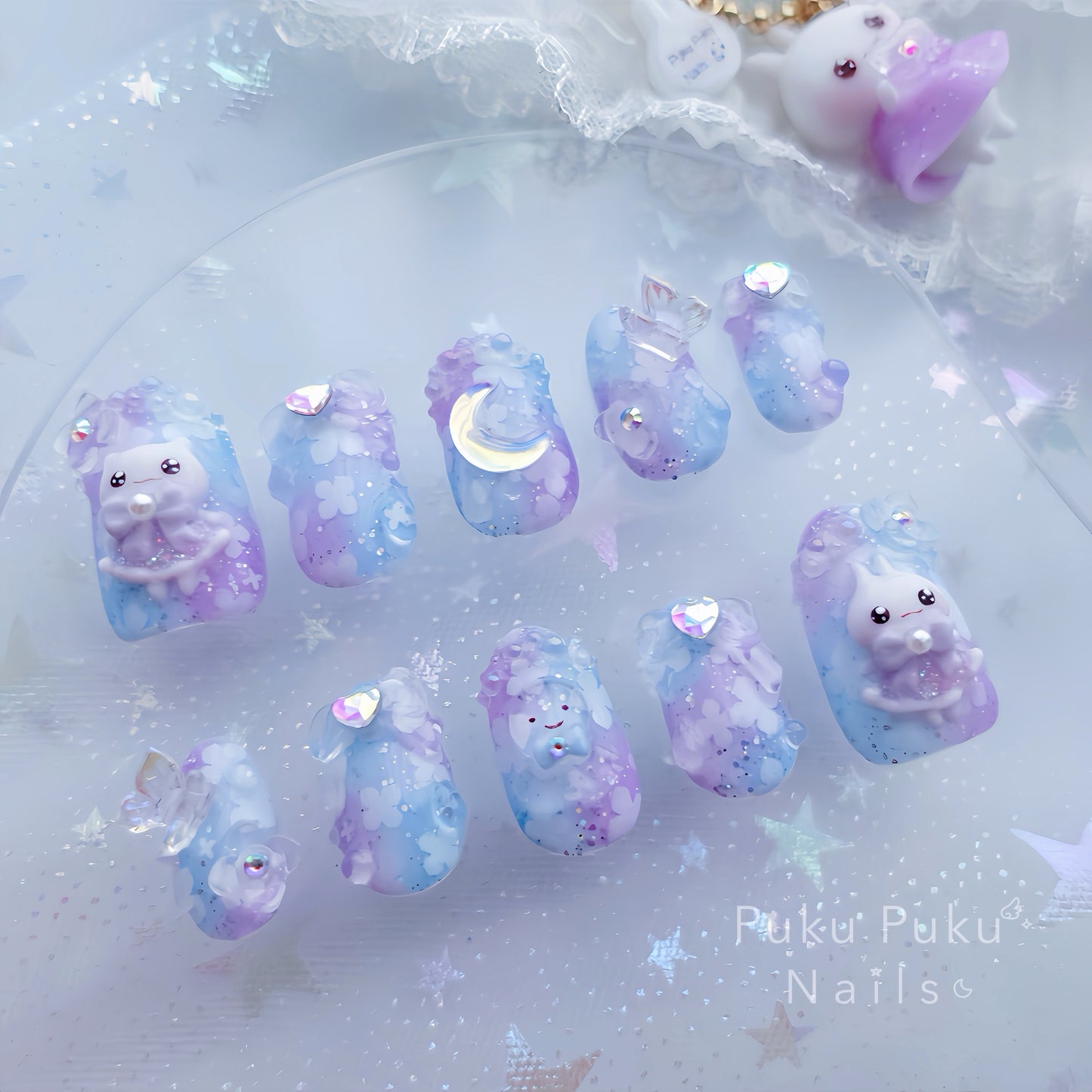 June Limited Design ☆ Fairy Rain Hydrangea Nails