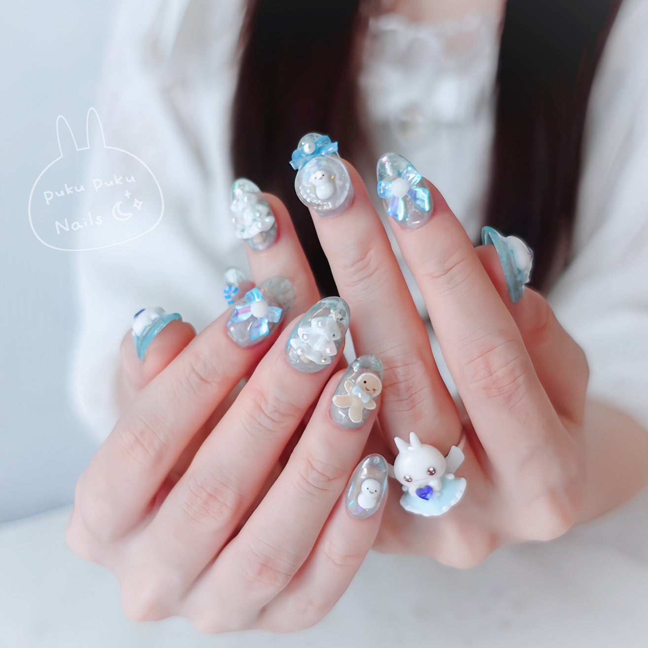 ⭐︎Christmas Limited Design⭐︎ Kira Kira White Christmas Nails