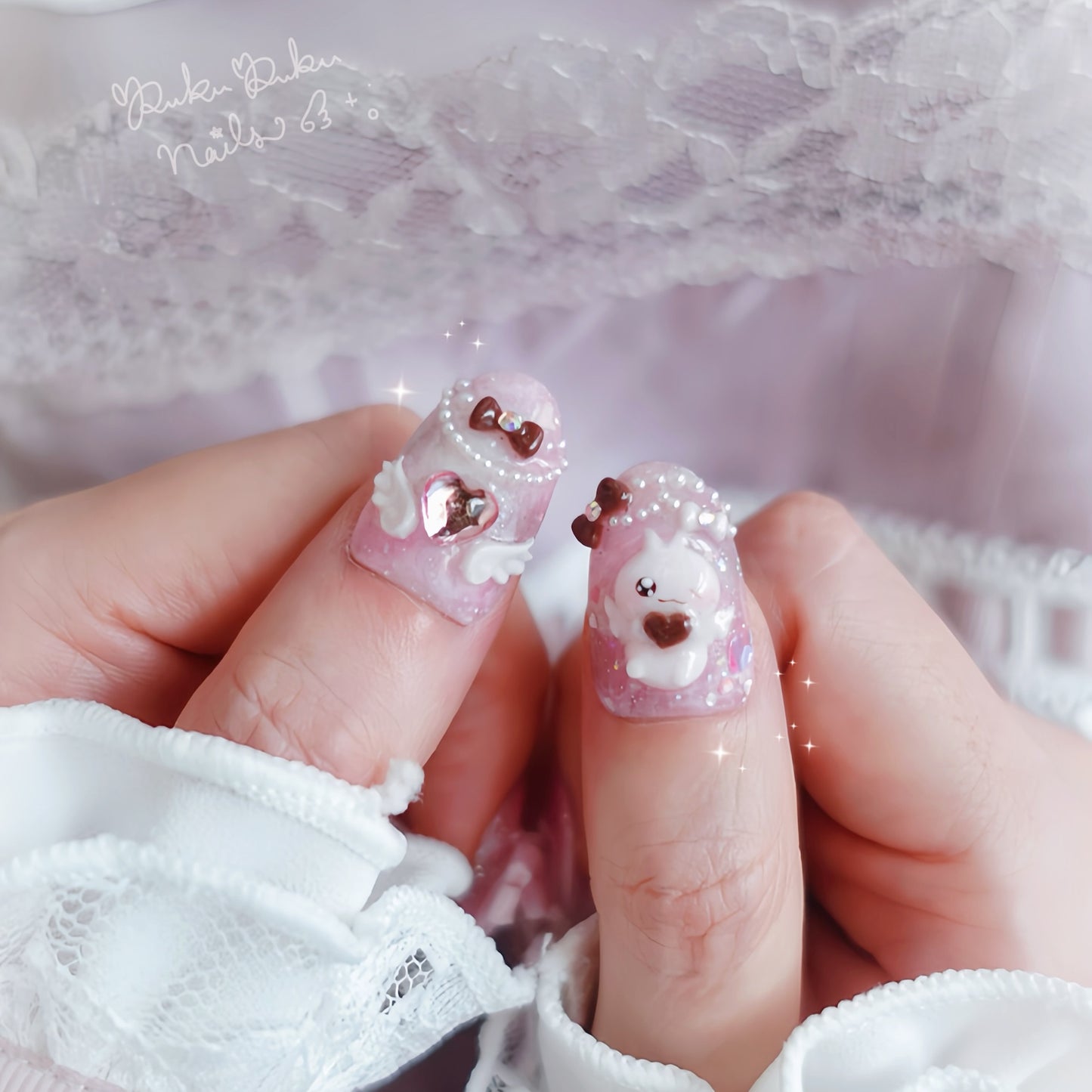 Strawberry Chocolate Marble Nails