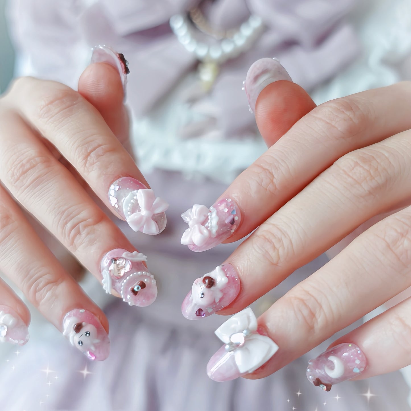 Strawberry Chocolate Marble Nails