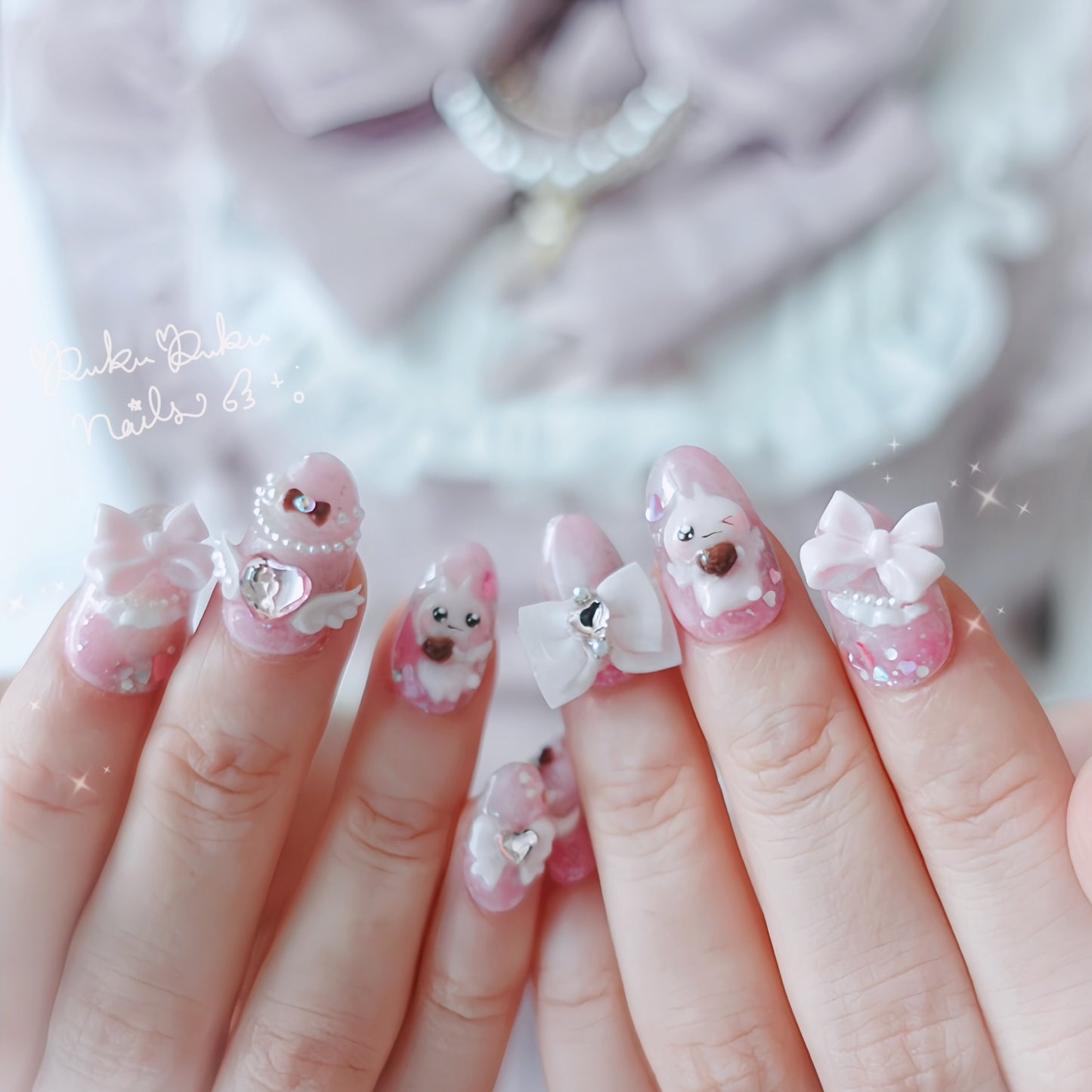 Strawberry Chocolate Marble Nails