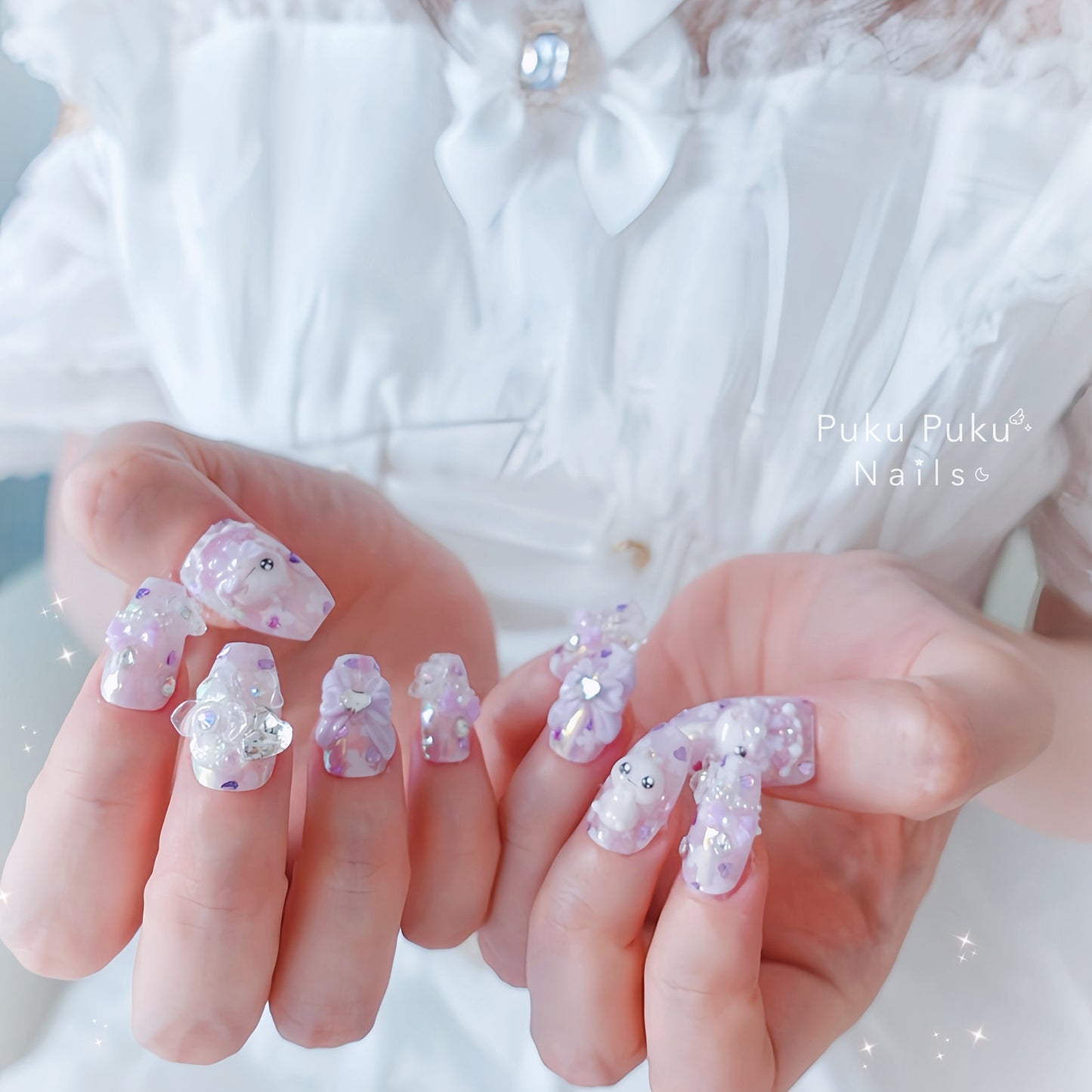 Hydrangea Jewel Shower Nails