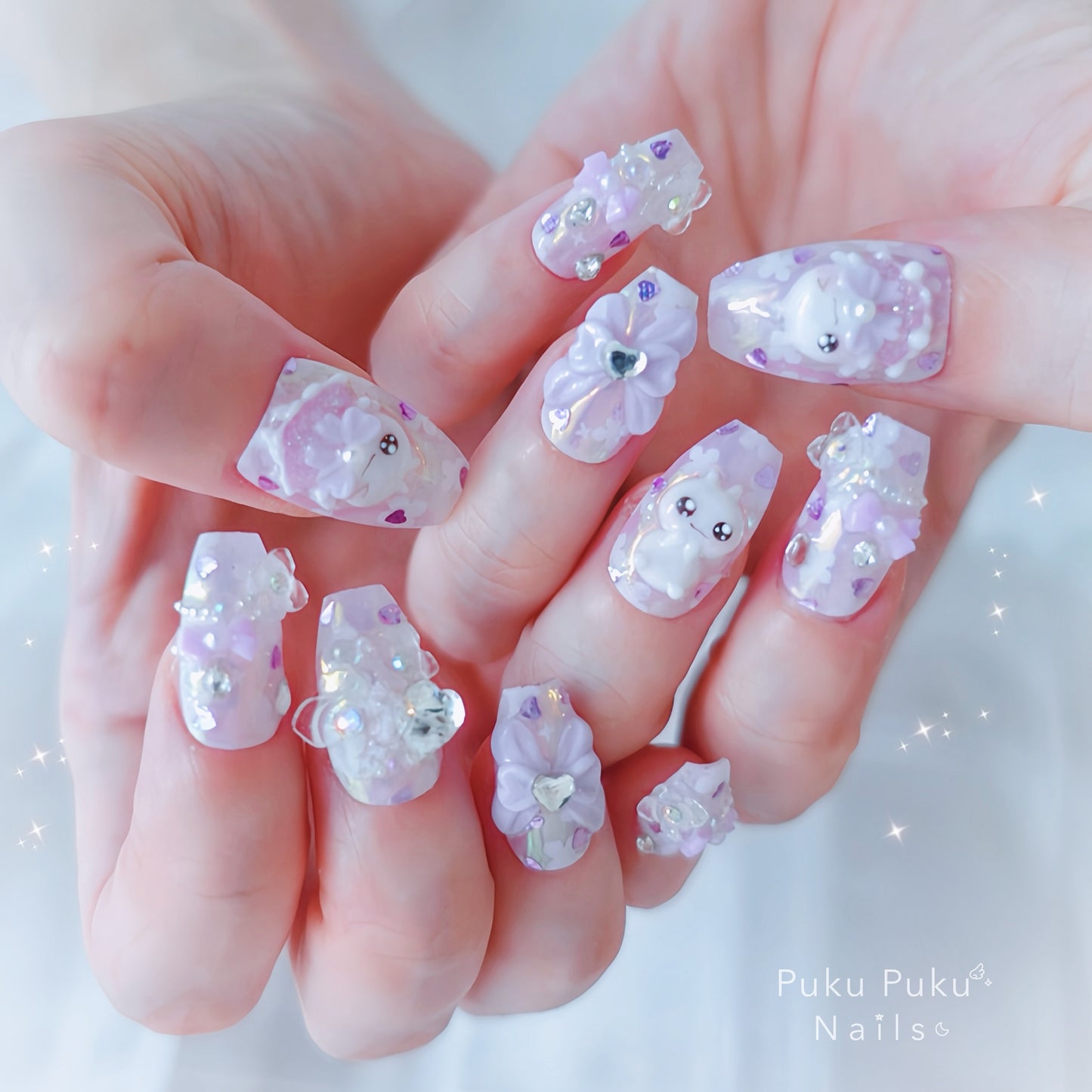 Hydrangea Jewel Shower Nails