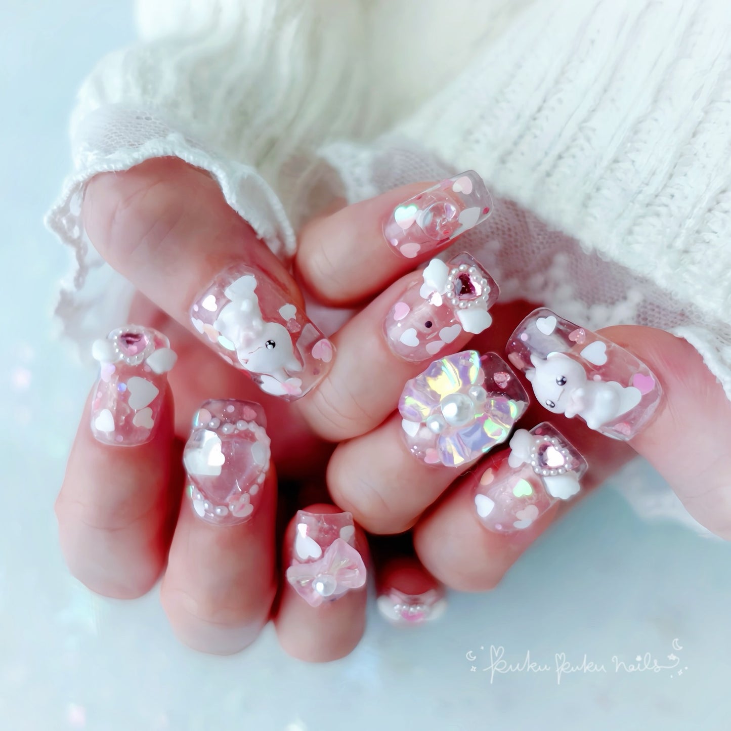 Aurora Heart Beam Nails