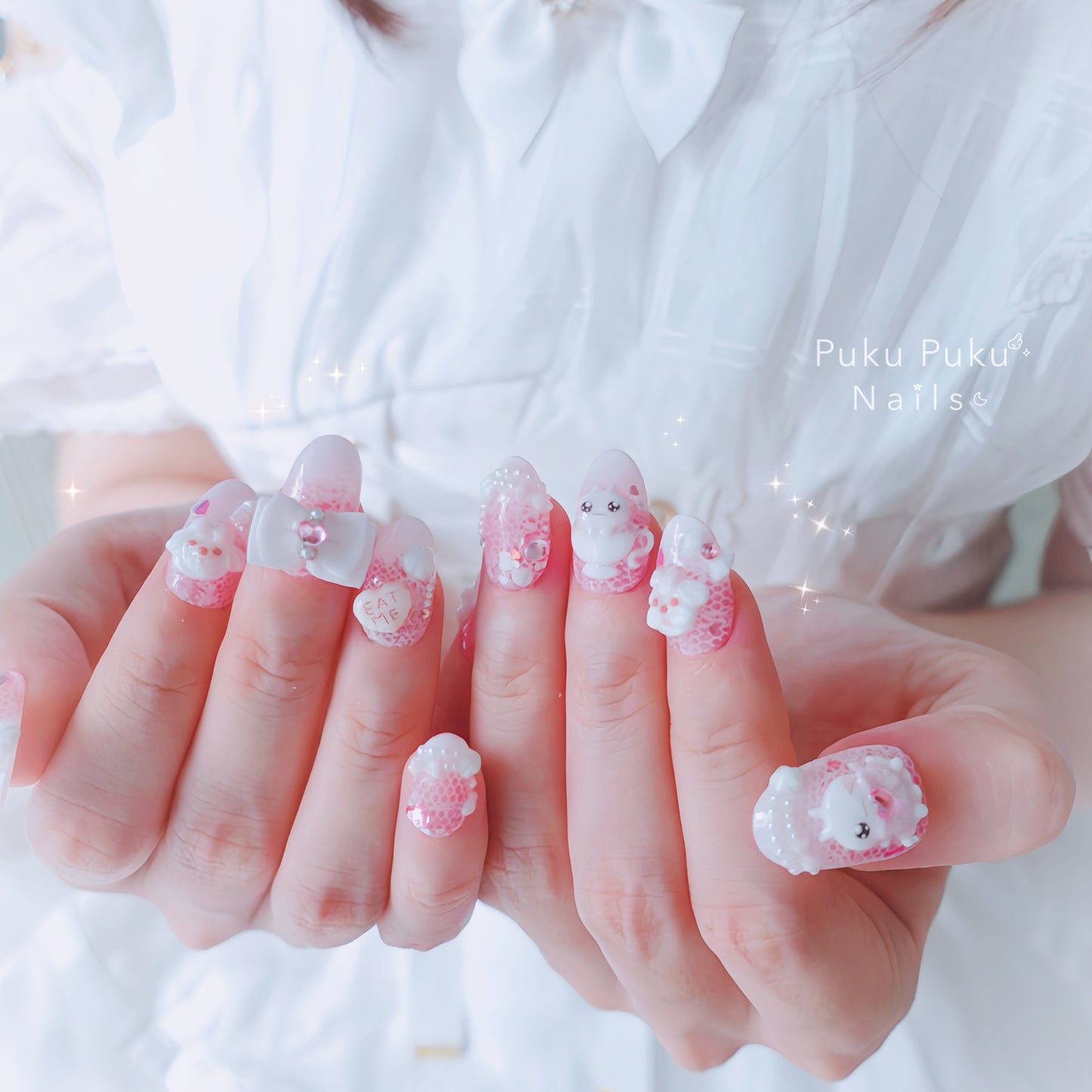 Meringue Puppy Tea Party Nails🐶🫖