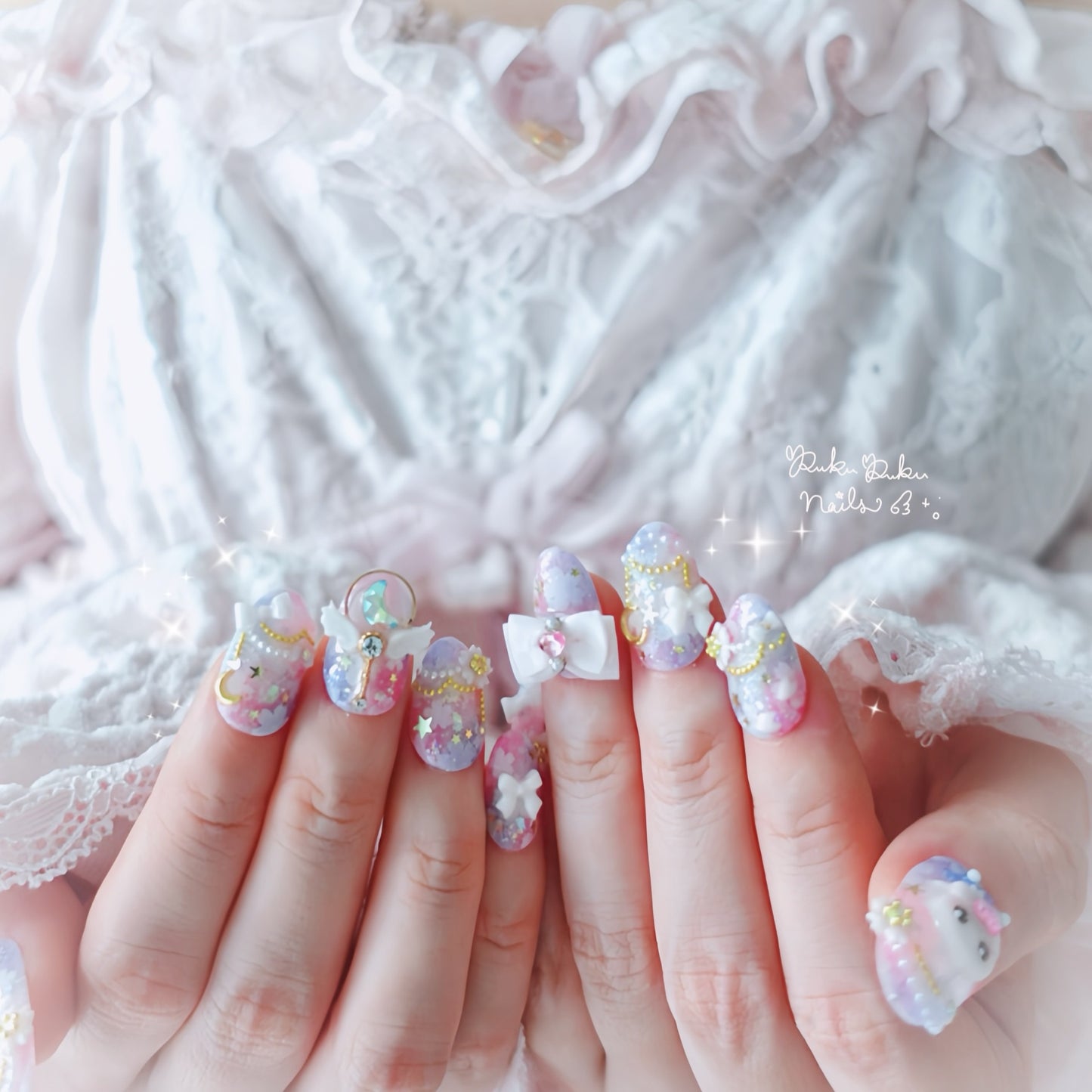 Sakura Moonlight Princess Nails🌸🌙 ໒꒱ ‧₊˚｡