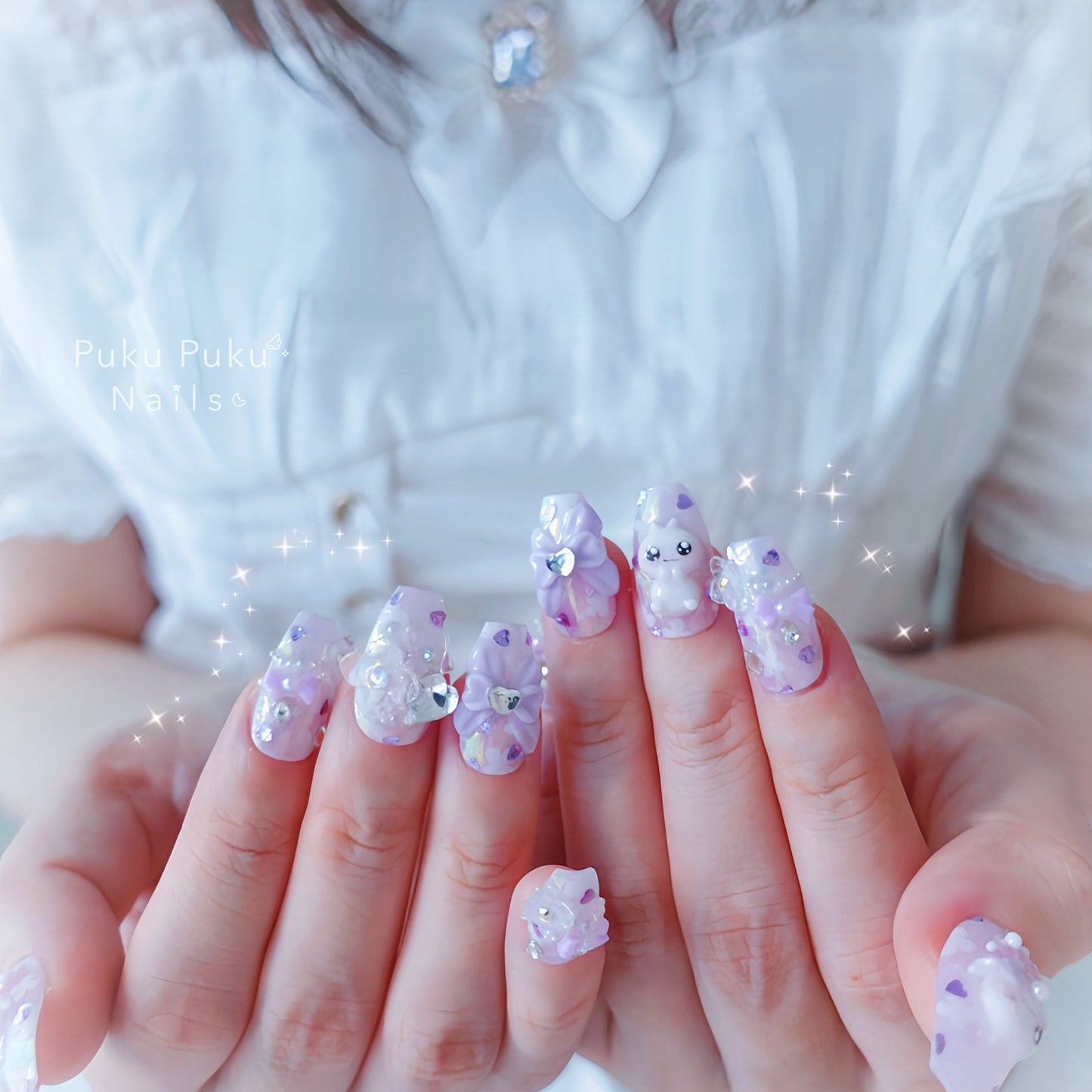 Hydrangea Jewel Shower Nails