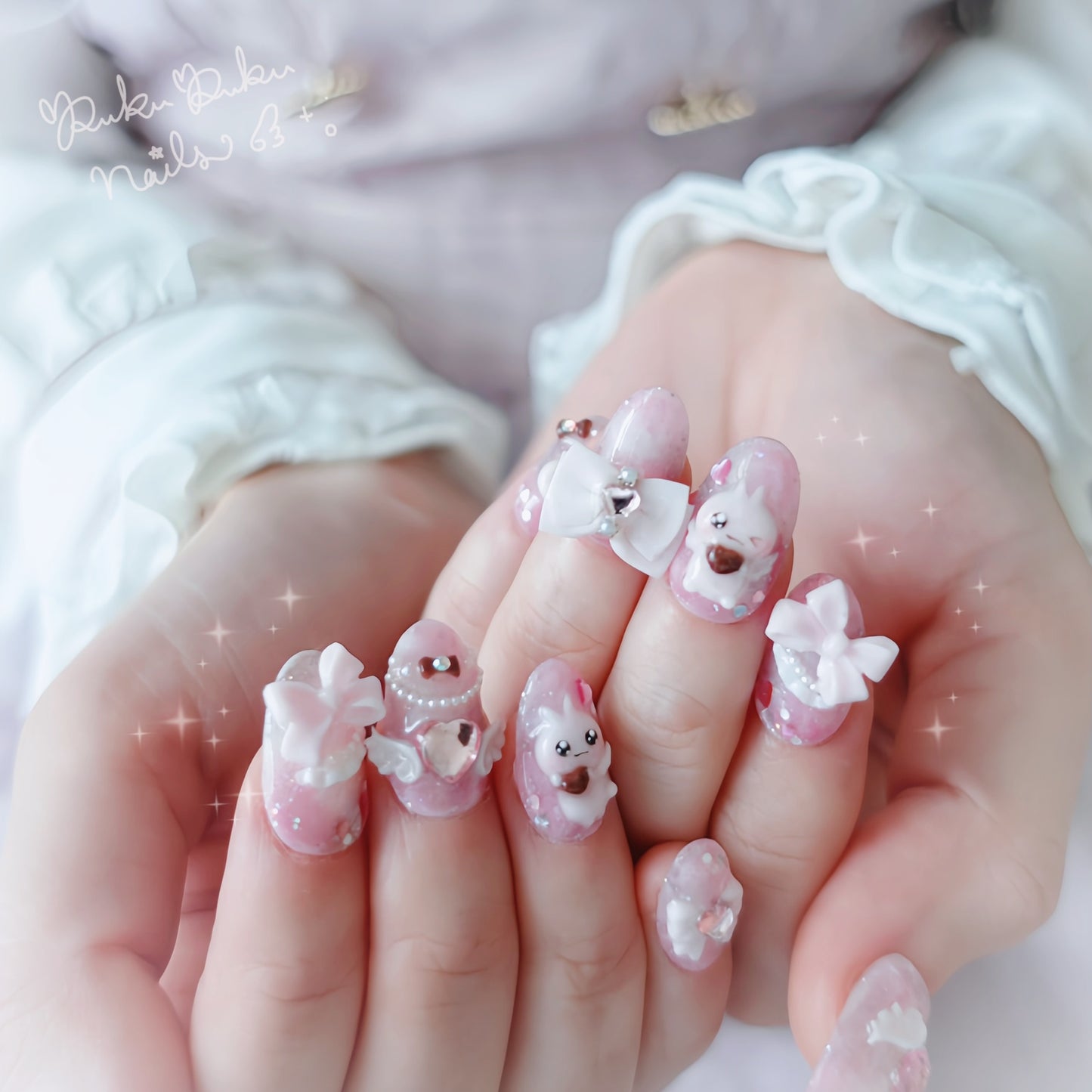 Strawberry Chocolate Marble Nails