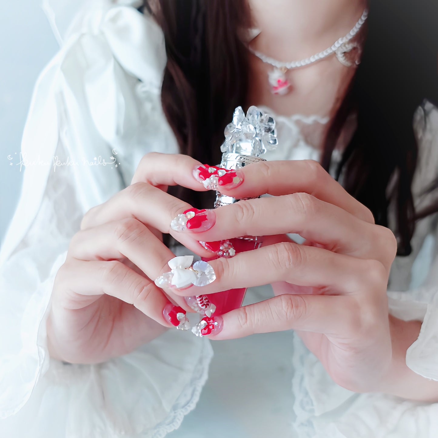 ⭐︎Christmas Limited Design⭐︎ Puku Puku Santa Bow Nails