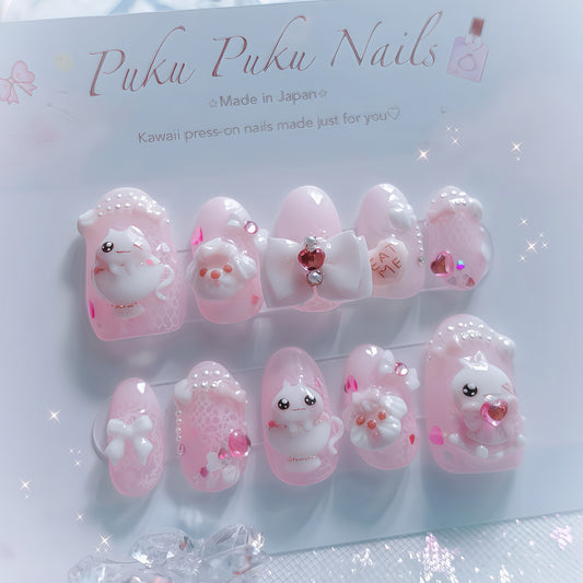 Meringue Puppy Tea Party Nails🐶🫖