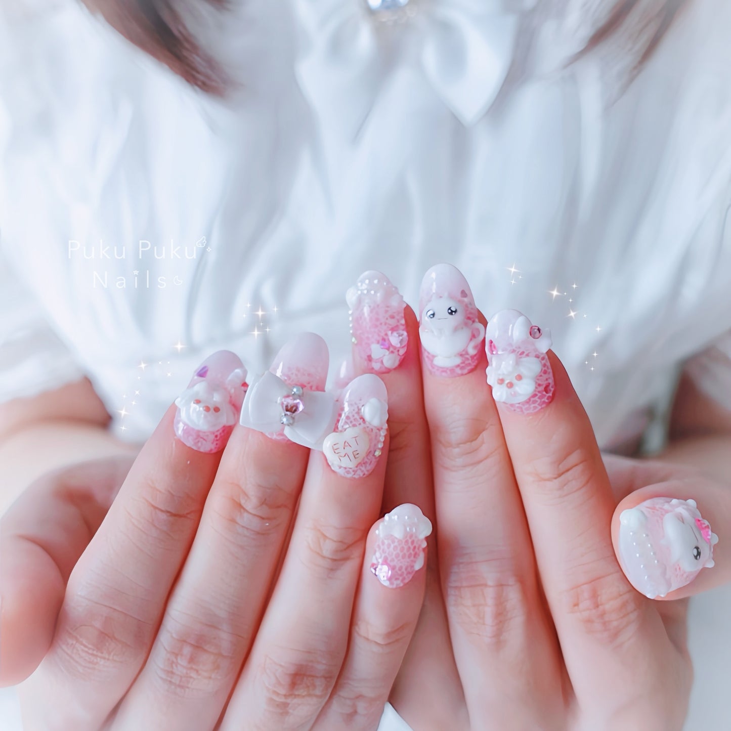 Meringue Puppy Tea Party Nails🐶🫖