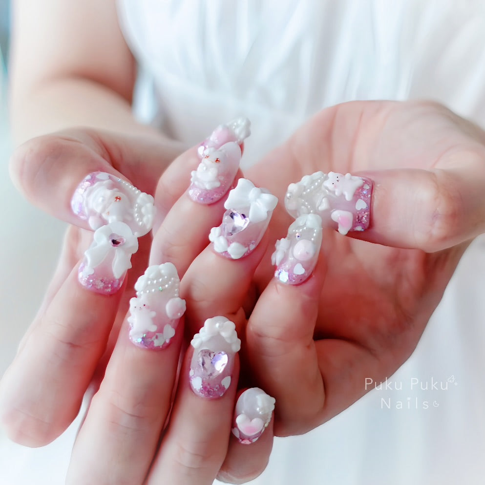 Milky Strawberry Nails