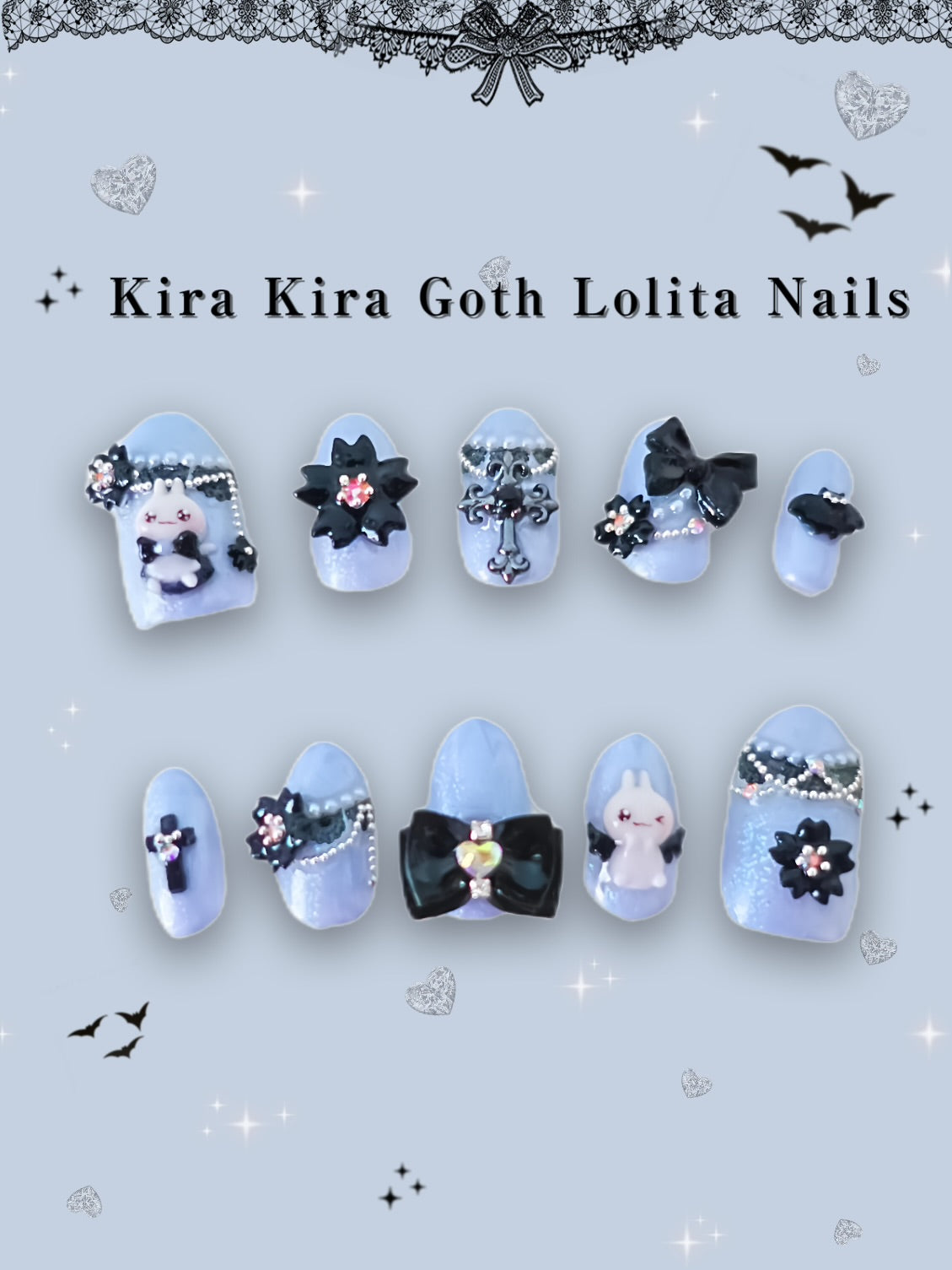Kira Kira Gothic Lolita Nails
