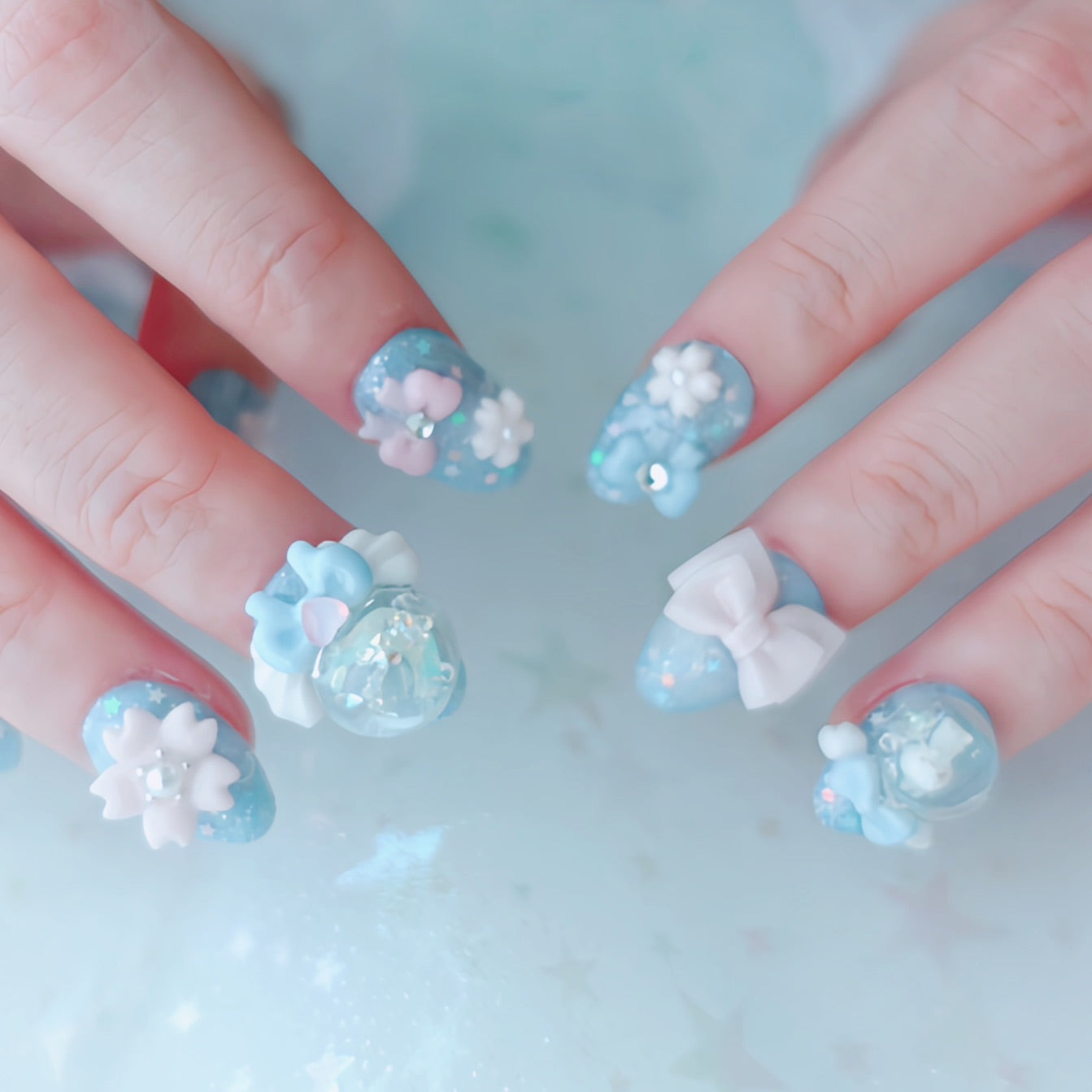 January Limited Design ⭐︎ Dreamy Sakura Sky Nails