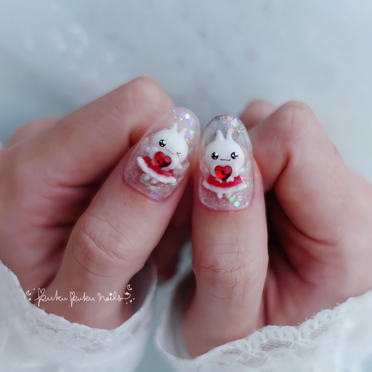 ⭐︎Christmas Limited Design⭐︎ Puku Puku Santa Bow Nails