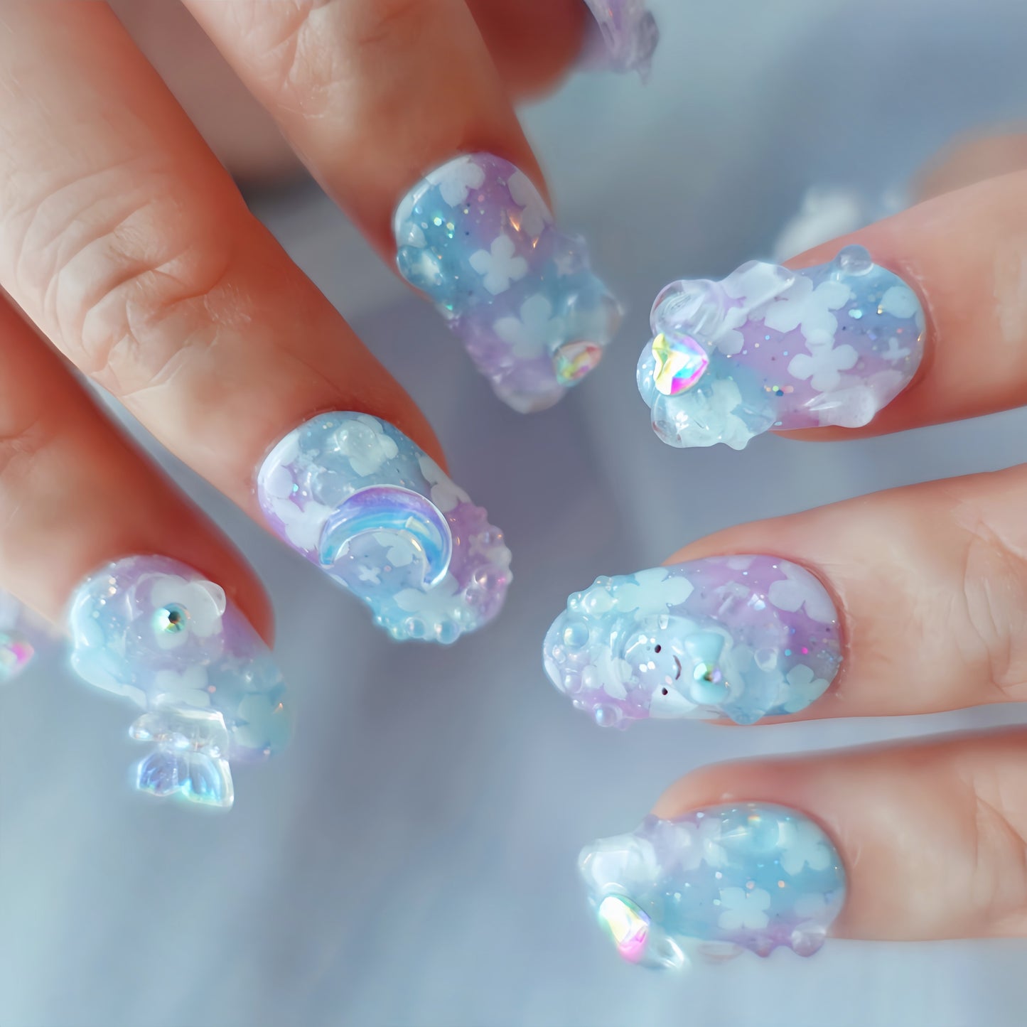 June Limited Design ☆ Fairy Rain Hydrangea Nails