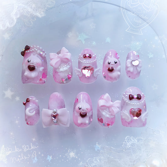 Strawberry Chocolate Marble Nails