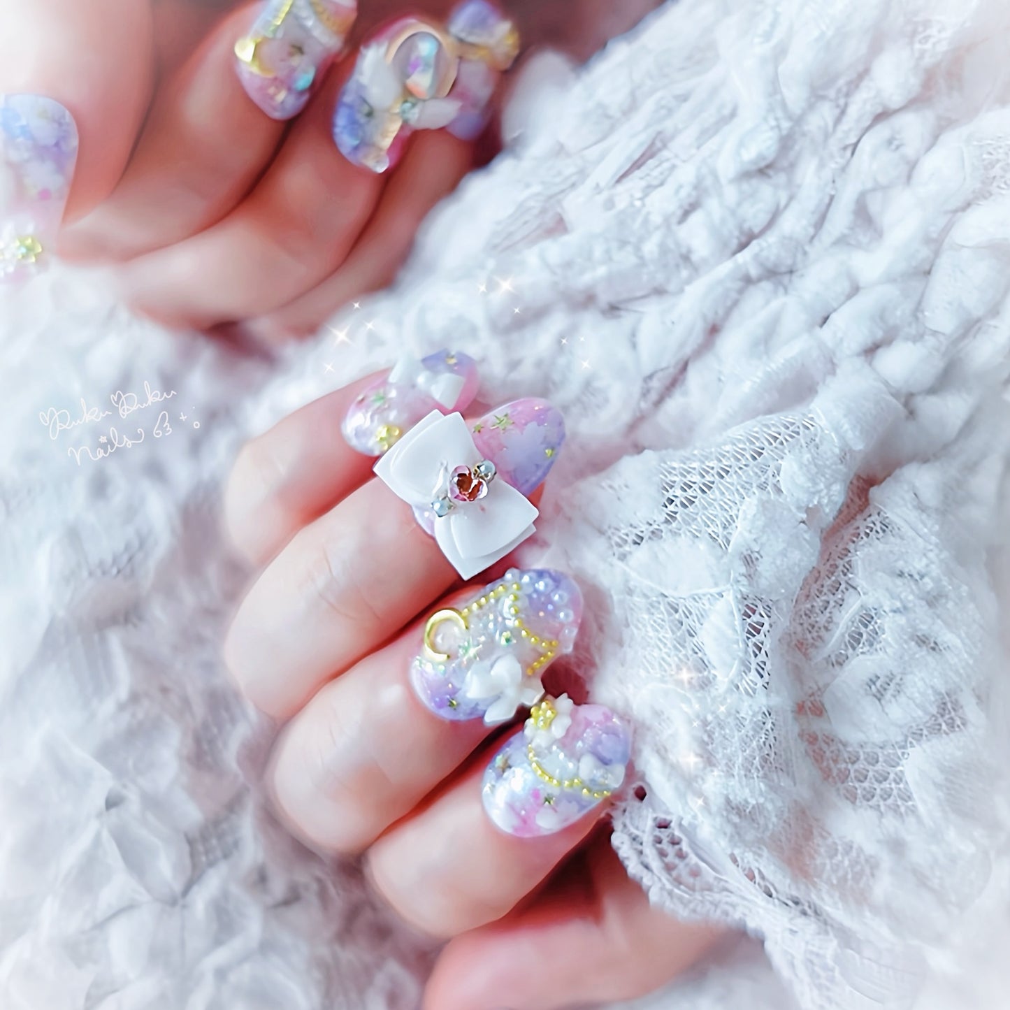 Sakura Moonlight Princess Nails🌸🌙 ໒꒱ ‧₊˚｡