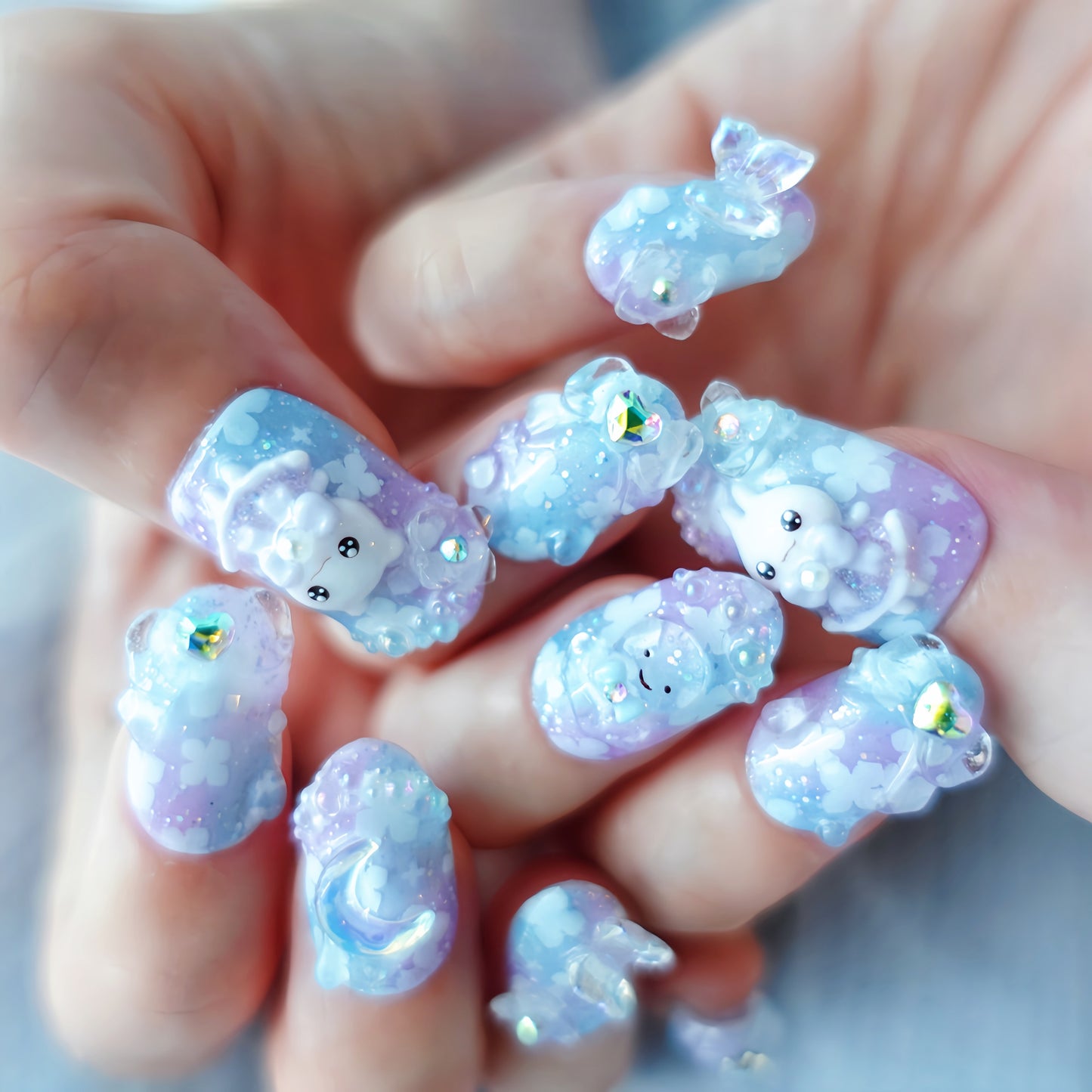 June Limited Design ☆ Fairy Rain Hydrangea Nails