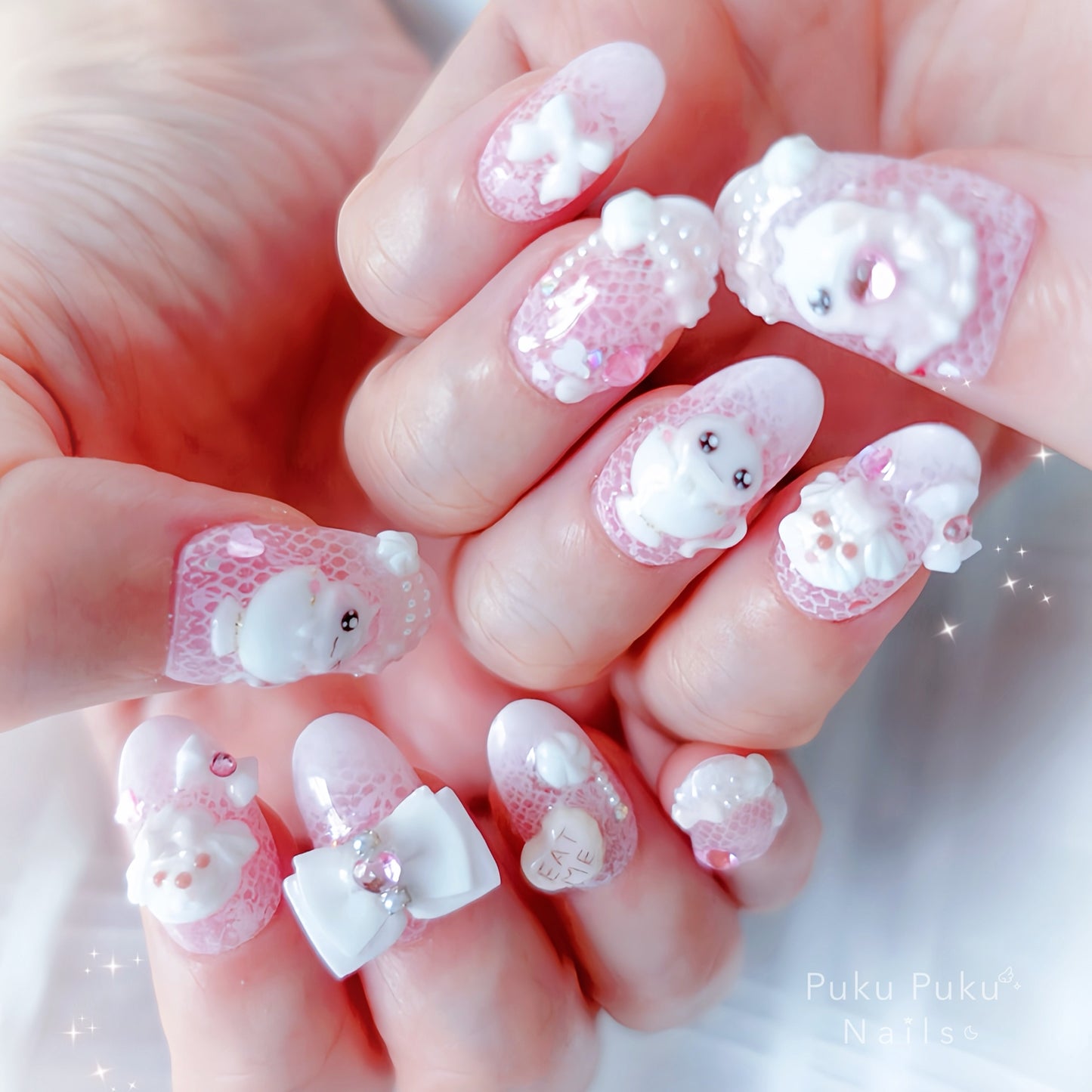 Meringue Puppy Tea Party Nails🐶🫖