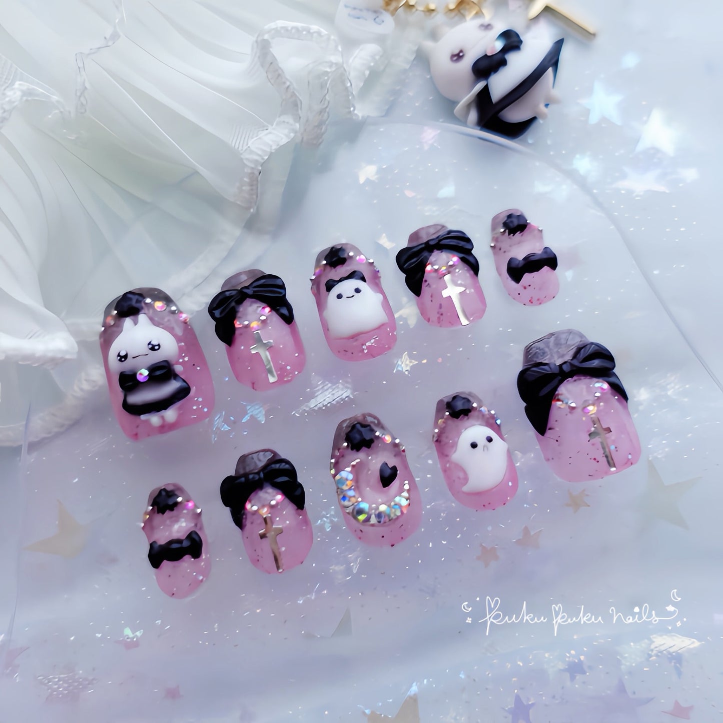 Halloween Limited Design ☆Goth Lolita Ghost Nails