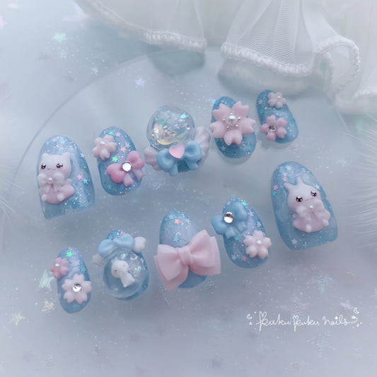 January Limited Design ⭐︎ Dreamy Sakura Sky Nails