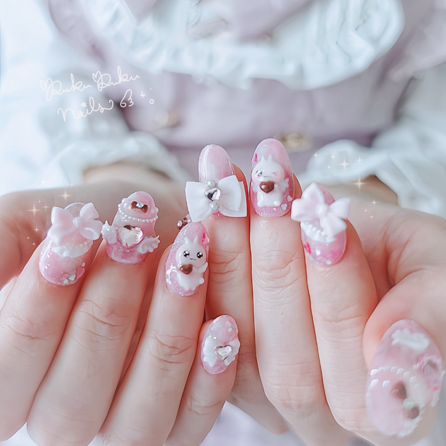 Strawberry Chocolate Marble Nails
