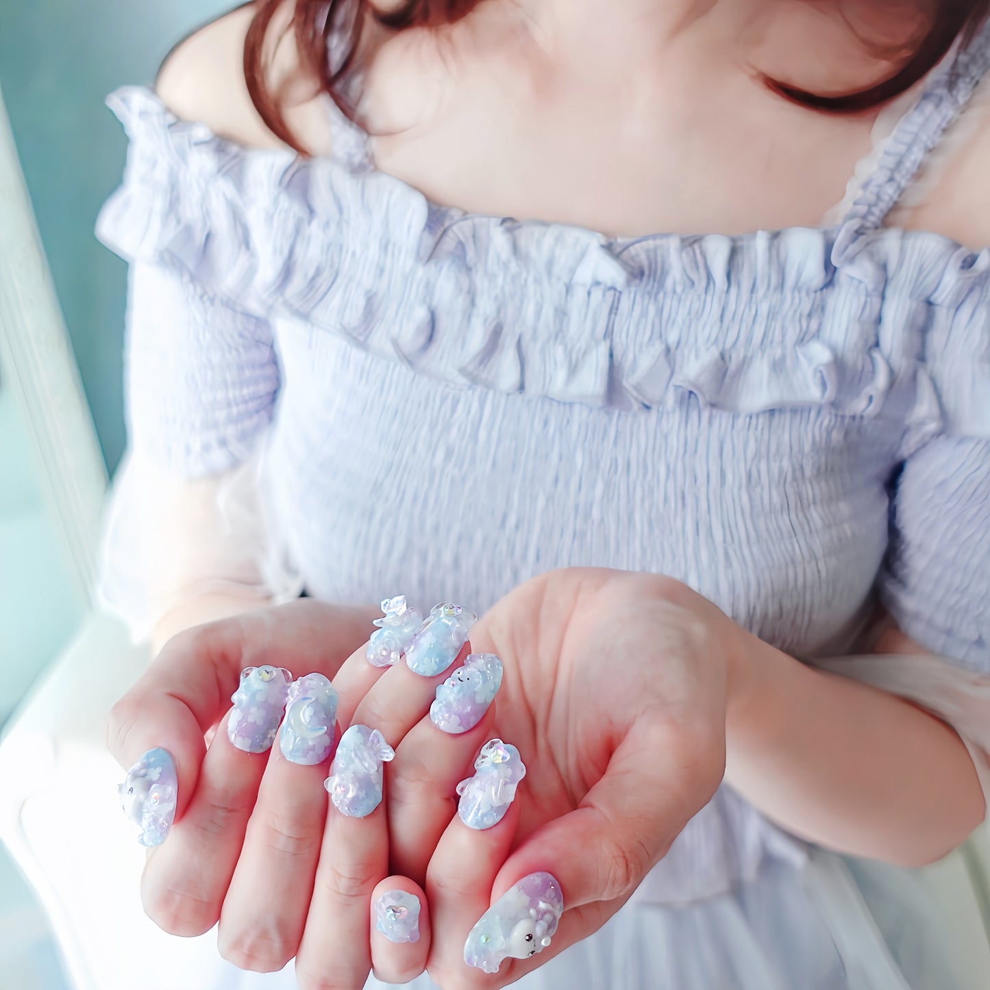 June Limited Design ☆ Fairy Rain Hydrangea Nails