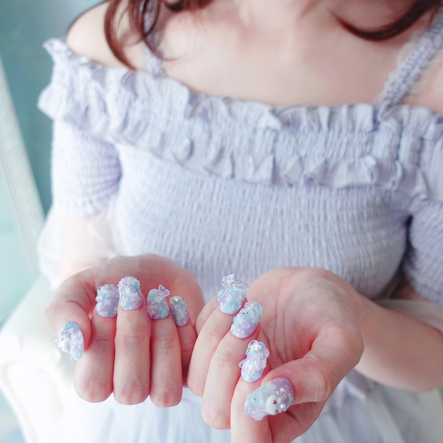June Limited Design ☆ Fairy Rain Hydrangea Nails