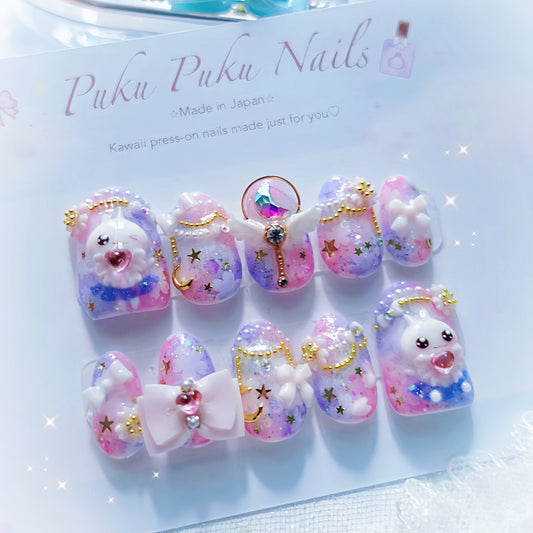 Sakura Moonlight Princess Nails🌸🌙 ໒꒱ ‧₊˚｡
