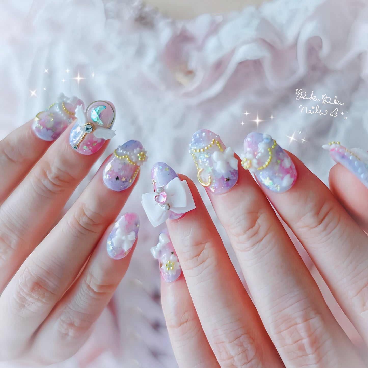 Sakura Moonlight Princess Nails🌸🌙 ໒꒱ ‧₊˚｡