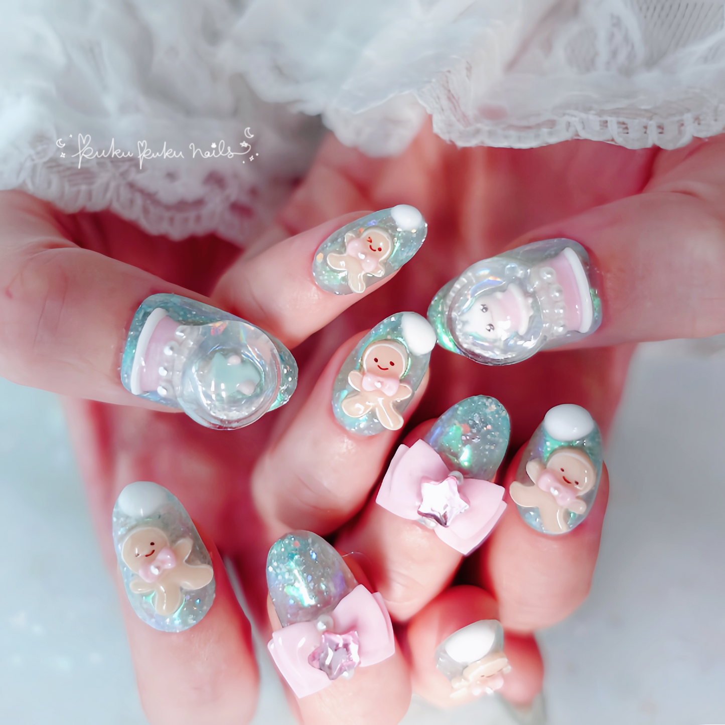 ⭐︎Christmas Limited Design⭐︎ Christmas Snow Globe Nails