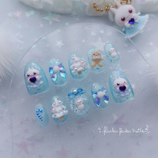 ⭐︎Christmas Limited Design⭐︎ Kira Kira White Christmas Nails