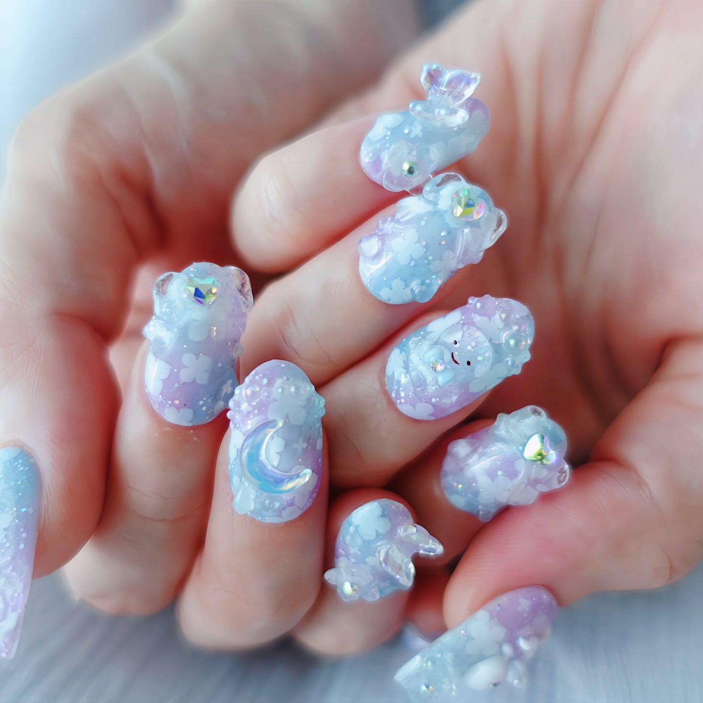 June Limited Design ☆ Fairy Rain Hydrangea Nails