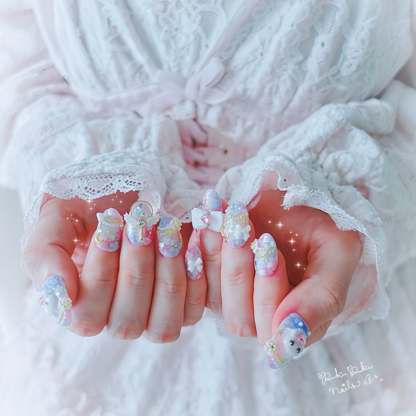 Sakura Moonlight Princess Nails🌸🌙 ໒꒱ ‧₊˚｡