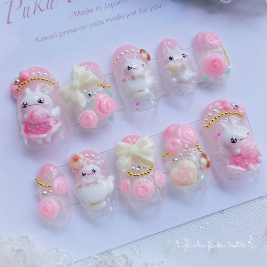 Spring Exclusive Design ⭐︎ Rosy Tea Party Nails