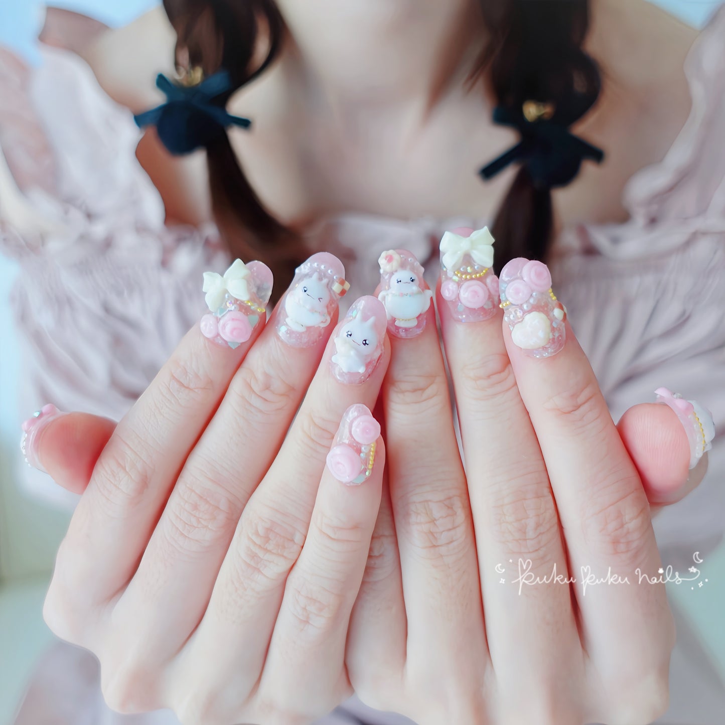 Spring Exclusive Design ⭐︎ Rosy Tea Party Nails